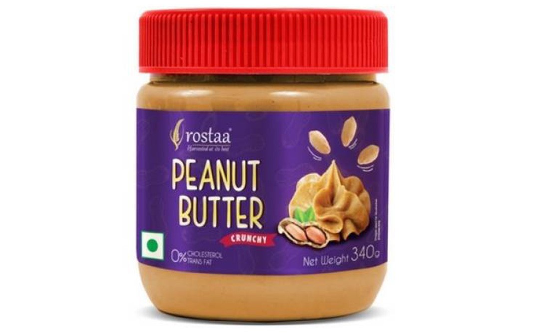Rostaa Peanut Butter, Crunchy   Plastic Jar  340 grams